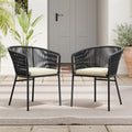 Tangkula Patio Chairs Set of 4 Upholstered Accent Chairs w/Curved Backrest