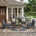 AECOJOY Aluminum Patio Furniture Set - 4 Seat Outdoor Sectional with Retractable Footrest Sofas & Coffee Table