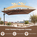10 FT Cantilever Patio Umbrella with 32 Solar LED Lights, 360° Rotation & Easy Tilt, Square Outdoor Offset Hanging Umbrella with Cross Base