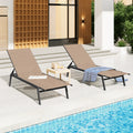 AECOJOY Patio Lounge Chairs, Outdoor Chaise Lounge with Wheels, Beige, 2PCS