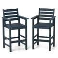 Adirondack Bar Chairs Set of 2/4, 29" HDPE Bar Height Outdoor Stools w/ Backrest & Footrest, All-Weather Backyard Patio High-Top Chairs