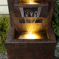 Outdoor Fountains and Indoor Waterfalls 4 Floor - Standing Water Fountain Outdoor with LED Lights for Garden, Living Room, Patio, Home Decor