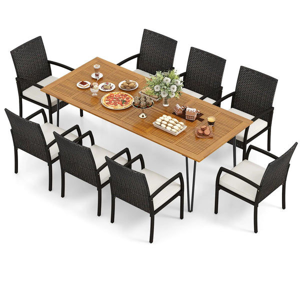 Tangkula 9 Pieces Outdoor Patio Dining Set