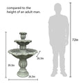 48�?h Outdoor Floor Water Fountain, 3 - Tiers Concrete Water Fountain with Submersible Electric Pump - Garden Cascading Waterfall for Yard Patio Lawn Home Decor