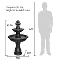 48�?h Outdoor Floor Water Fountain, 3 - Tiers Concrete Water Fountain with Submersible Electric Pump - Garden Cascading Waterfall for Yard Patio Lawn Home Decor