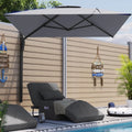 AECOJOY 10ft Cantilever Patio Umbrella, Large Rectangle Umbrella 180° Rotation Offset, Grey