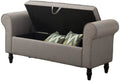 Andeworld Storage Bench with Arms Upholstered Bench Settee for Bedroom Living Room Gray