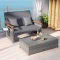 Tangkula Patio Rattan Daybed with 4-Level Adjustable Backrest