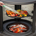 Outdoor Wood Burning Chiminea Fire Pit for Patio Backyard BBQ, 30 Inch Metal Fireplace with Grill, Chiminea Cover & Spark Screen Door, Fire Poker