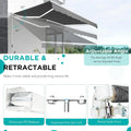 AECOJOY 12'x10' Manual Retractable Awning Sun Shade, Patio Awning Canopy