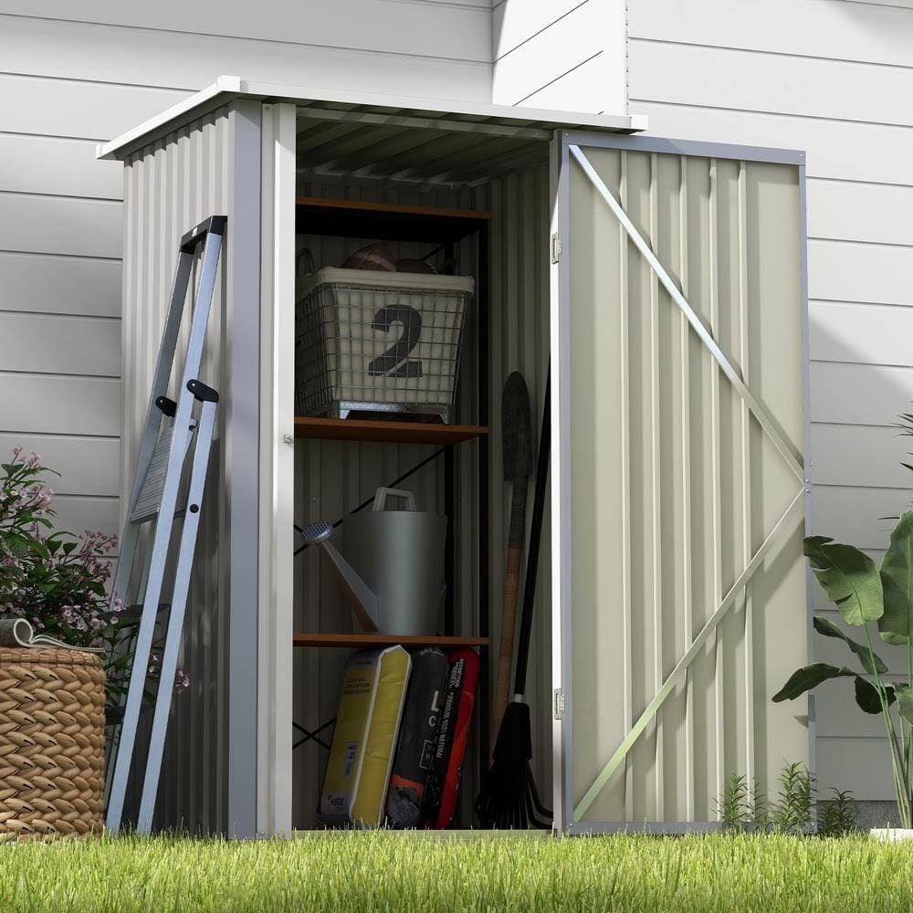 Patiowell 3 ft. W x 3 ft. D Galvanized Steel Outdoor Storage Gray Metal Shed with Sloping Roof and Lockable Door (9.2 Sq. ft.)