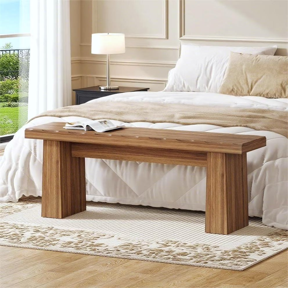 Fnova 48" Wooden Two - Person Backless Entryway Bench with Under - Bench Storage for Outdoor Garden, Living Room, Bedroom, Dining Room, Hallway