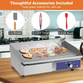 22" Commercial Electric Griddle 2000W, Stainless Steel Flat Top Grill w/ Cast Iron Plate & 122°F-572°F Adjustable Temp, Kitchen Countertop Teppanyaki