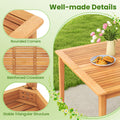 Tangkula 5 Piece Patio Wood Dining Set Outdoor Square Acacia Table Metal Chairs Set