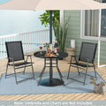 Tangkula 34 Inch Patio Dining Table, Round Tempered Glass Table with 1.5" Umbrella Hole