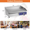 22" Commercial Electric Griddle 2000W, Stainless Steel Flat Top Grill w/ Cast Iron Plate & 122°F-572°F Adjustable Temp, Kitchen Countertop Teppanyaki