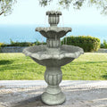 48�?h Outdoor Floor Water Fountain, 3 - Tiers Concrete Water Fountain with Submersible Electric Pump - Garden Cascading Waterfall for Yard Patio Lawn Home Decor