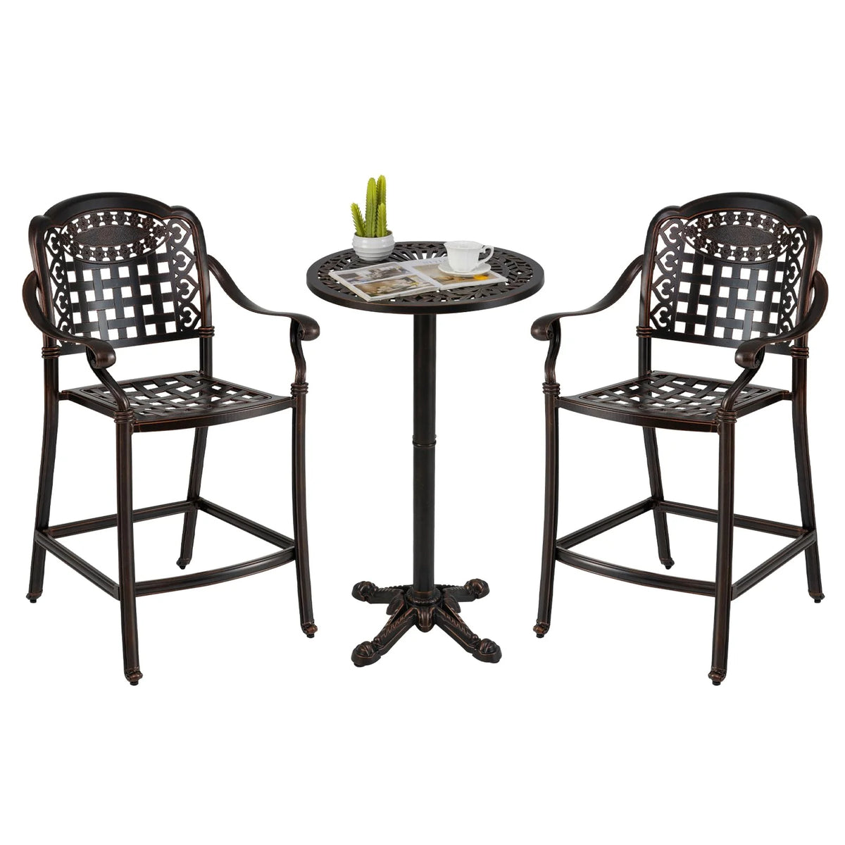 Tangkula 3 Piece Patio Bar Set