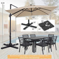 10 FT Cantilever Patio Umbrella with 32 Solar LED Lights, 360° Rotation & Easy Tilt, Square Outdoor Offset Hanging Umbrella with Cross Base