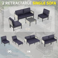 AECOJOY Aluminum Patio Furniture Set - 4 Seat Outdoor Sectional with Retractable Footrest Sofas & Coffee Table