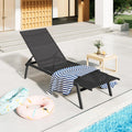 AECOJOY Patio Lounge Chairs, Outdoor Chaise Lounge with Wheels, Black
