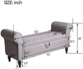 Andeworld Storage Bench with Arms Upholstered Bench Settee for Bedroom Living Room Gray