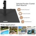 50 LBS Heavy Duty Patio Umbrella Base Stand, 24" Square Steel Outdoor Umbrella Weight with Wheels & 2 Tightening Knobs for Garden Deck Poolside