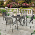 AECOJOY Metal Patio Table with 1.73" Umbrella Hole, Outdoor Round Dining Table