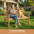 Tangkula 51" Teak Wood Outdoor Bench 2-Person Solid Wood Garden Patio Bench