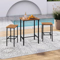 Tangkula 3 Pieces Acacia Wood Patio Bar Set