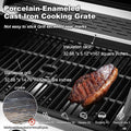 Upgraded 4 Burner BBQ Propane Gas Grill with Cast Iron Grates & Side Stove, 44,000 BTU Stainless Steel Burner Barbecue Grill for Patio, Camping, Outdoor Cooking MELLCOM