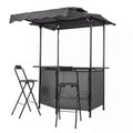 Tangkula 3 Piece Patio Bar Set Grill Gazebo & 2 Foldable Bar Stools