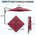 AECOJOY 10ft Cantilever Patio Umbrella, Large Rectangle Umbrella 180° Rotation Offset, Red