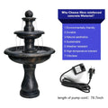 48�?h Outdoor Floor Water Fountain, 3 - Tiers Concrete Water Fountain with Submersible Electric Pump - Garden Cascading Waterfall for Yard Patio Lawn Home Decor