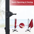 10 FT Cantilever Patio Umbrella with 32 Solar LED Lights, 360° Rotation & Easy Tilt, Square Outdoor Offset Hanging Umbrella with Cross Base
