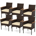 Tangkula Outdoor Patio Wicker Chairs Set of 6 for Poolside