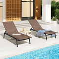 AECOJOY Patio Lounge Chairs, Outdoor Chaise Lounge with Wheels, Brown, 4PCS