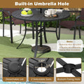 Tangkula 5 Pieces Patio Dining Set Outdoor Round Table and Stackable Chairs with Umbrella Hole