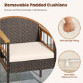 Tangkula 6 Pieces Patio Dining Table Set with 1.97” Umbrella Hole & Cushioned Backless Bench & 4 Armchairs