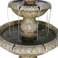 48�?h Outdoor Floor Water Fountain, 3 - Tiers Concrete Water Fountain with Submersible Electric Pump - Garden Cascading Waterfall for Yard Patio Lawn Home Decor
