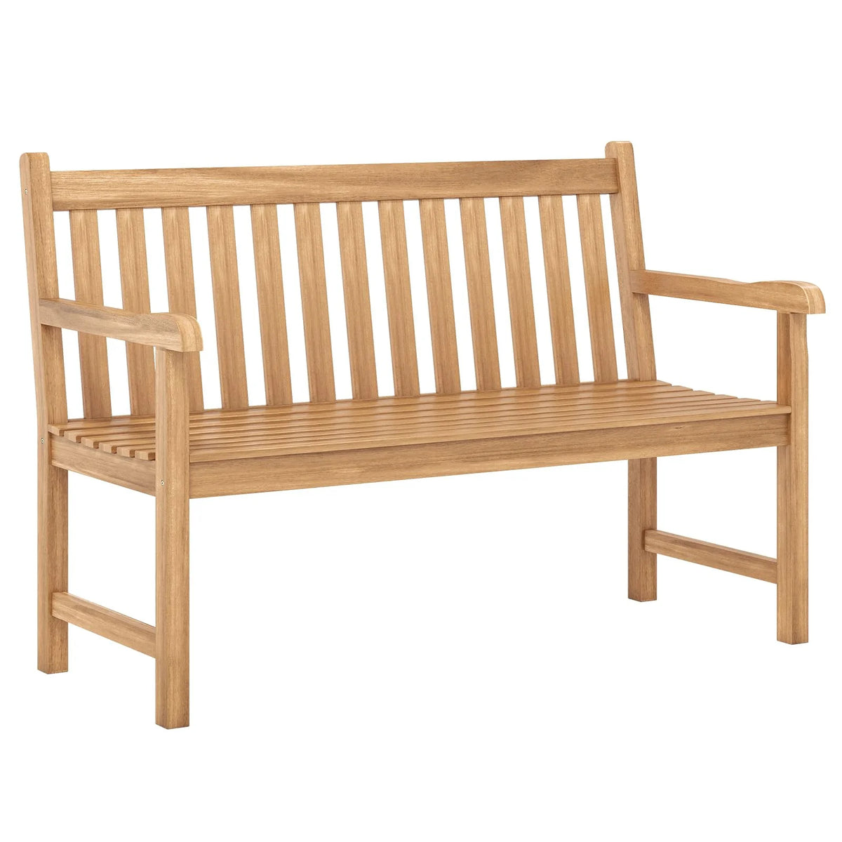 Tangkula 51" Teak Wood Outdoor Bench 2-Person Solid Wood Garden Patio Bench