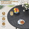 Tangkula 5 Pieces Patio Dining Set Outdoor Round Table and Stackable Chairs with Umbrella Hole