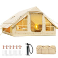 6 Person Inflatable Camping Tent with Pump, 10ft x7ft Glamping Family Tent Easy Setup 4 Season Waterproof Windproof Outdoor Blow Up Tent Luxury Oxford Cabin with Mesh Windows & Doors sgtnighsdesigns