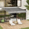 AECOJOY 12'x10' Manual Retractable Awning Sun Shade, Patio Awning Canopy