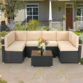 AECOJOY 7 Piece Outdoor Patio Furniture Set with Waterproof Cover, Black & Beige