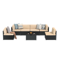 AECOJOY 7 Piece Outdoor Patio Furniture Set with Waterproof Cover, Black & Beige