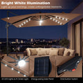 10 FT Cantilever Patio Umbrella with 32 Solar LED Lights, 360° Rotation & Easy Tilt, Square Outdoor Offset Hanging Umbrella with Cross Base