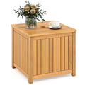 Tangkula 2-in-1 Outdoor Side Table with Storage Acacia Wood Slatted Coffee Table Square Slatted End Storage Box