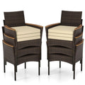 Tangkula Outdoor Patio Wicker Chairs Set of 6 for Poolside
