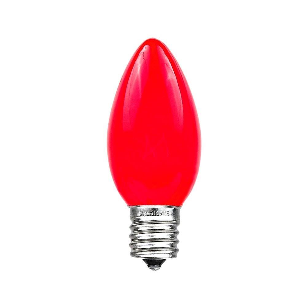 Novelty Lights 25 Pack C9 Ceramic Outdoor Christmas Replacement Bulbs, Red, E17/c9 Base, 7 Watt